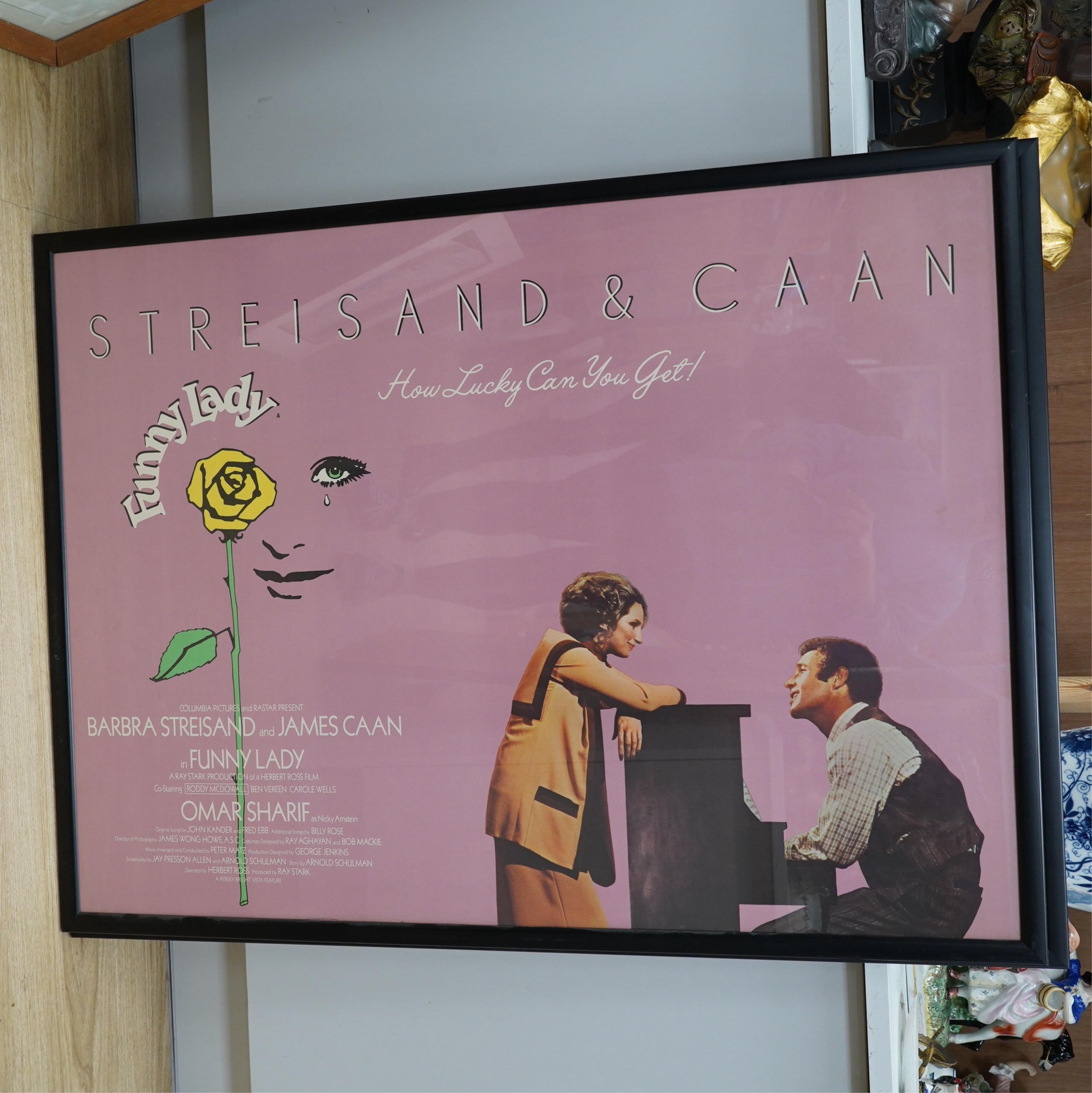Four framed vintage film posters including ‘Oh! What a Lovely War’ printed in England by Lonsdale & Bartholomew and one reproduction, largest 75cm x 100cm. Condition - fair